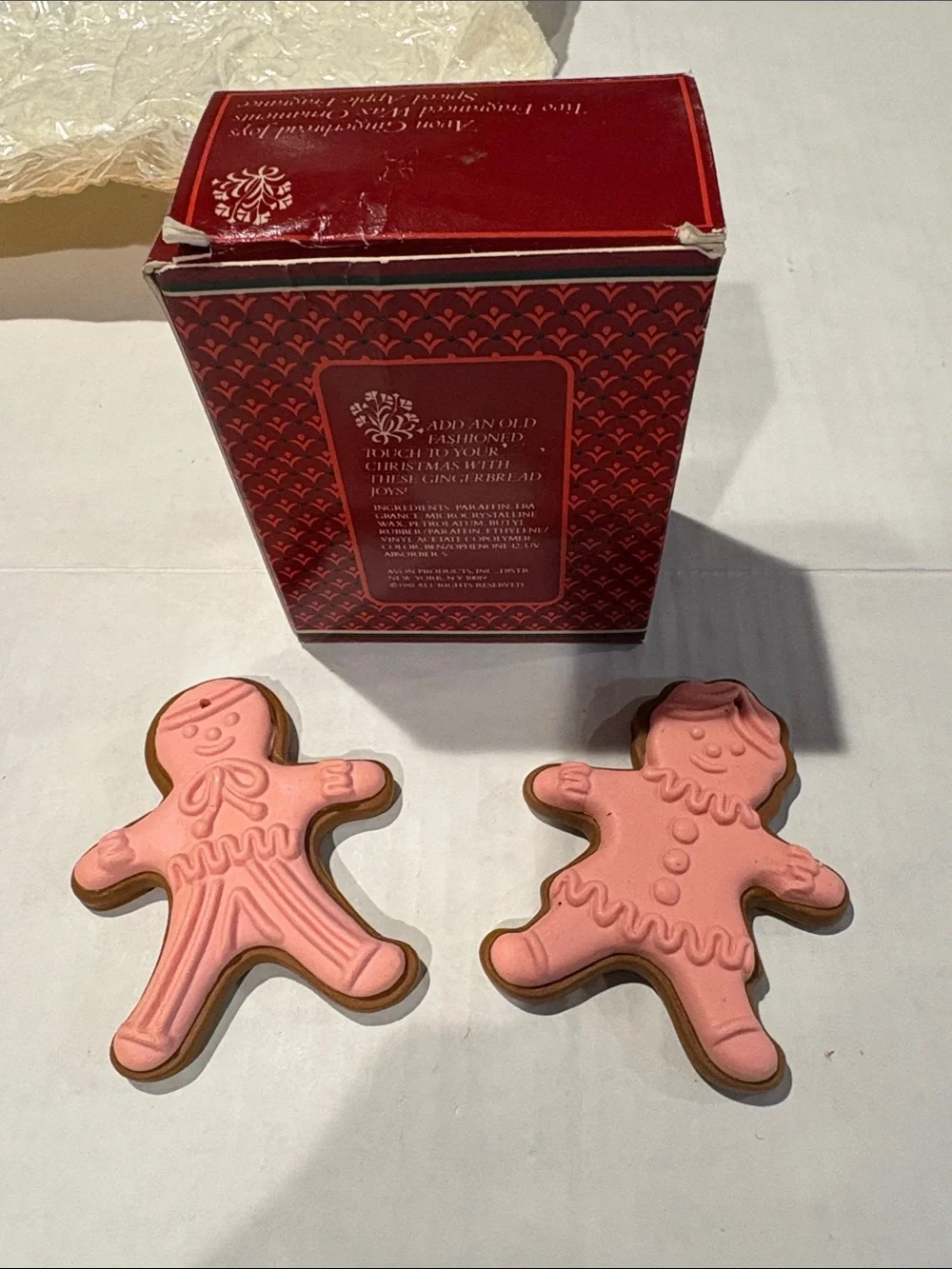 Holiday Gingerbread ornaments Accent Pair in Pink spiced apple scented